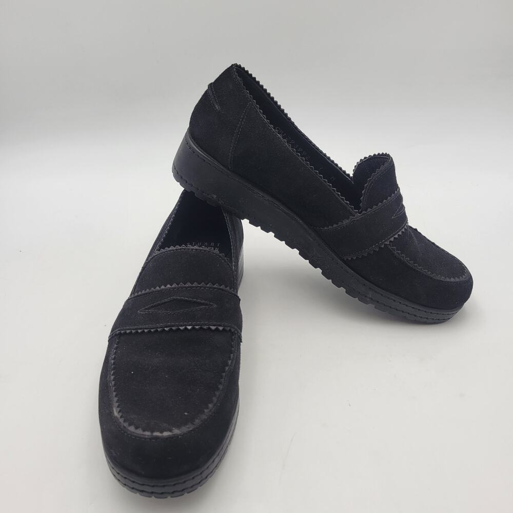 Stuart Weitzman Black Suede Platform Loafer Size 7 M Spain